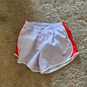 Nike Women's Red and White Sports Shorts